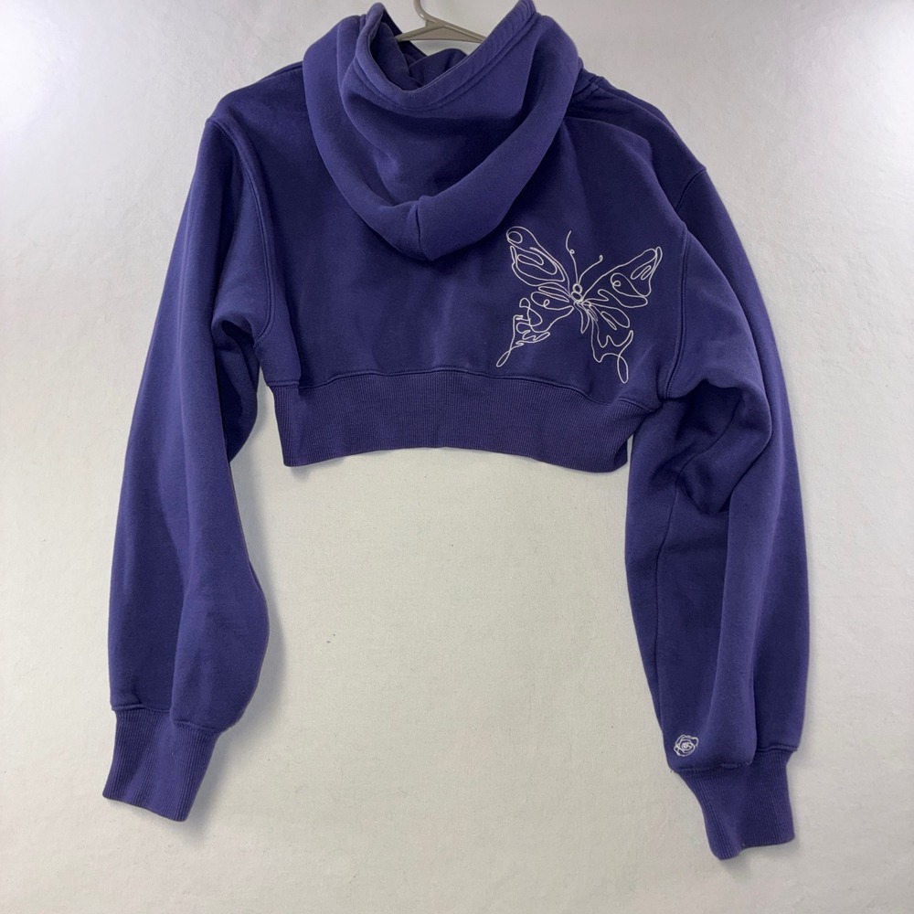 532 Aesthetic Vitality Cropped Hoodie S Purple Butterfly Graphic Sweatshirt